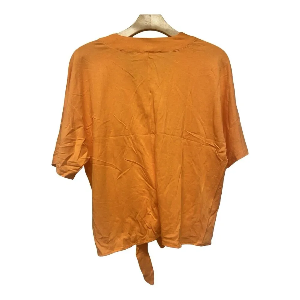 Michael Kors Nectarine Tie-Front Blouse w Button Accents NWT Size Small Women's